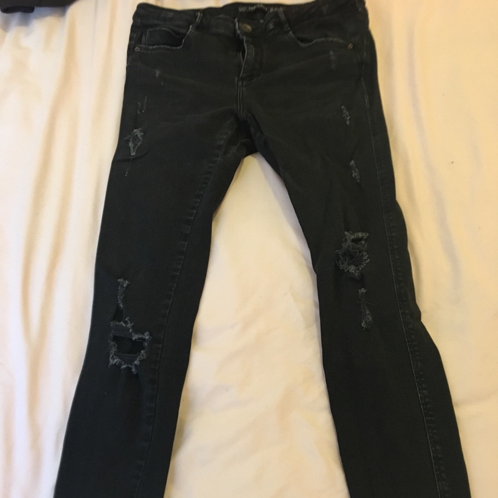 Zara Black Ripped Skinny Jeans